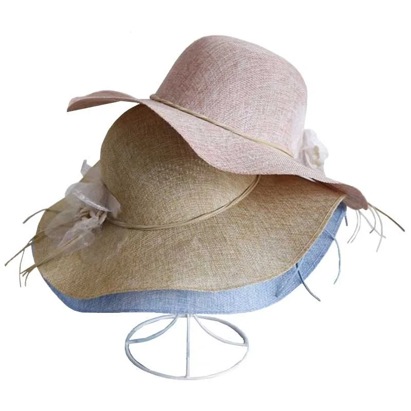 Floral Sun Hat Large Brim Summer Straw 