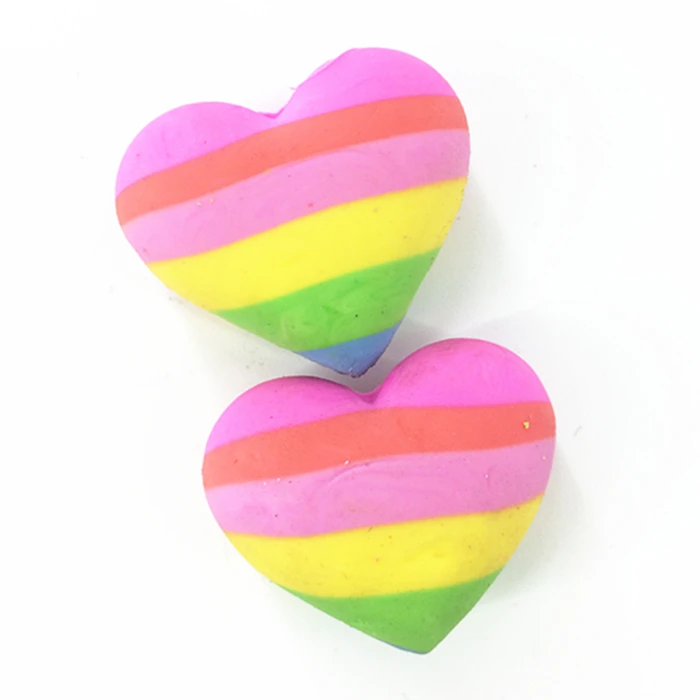 a scuola 100 gomme da cancellare a forma di cuore Schnooridoo per feste di compleanno per bambini arcobaleno 
