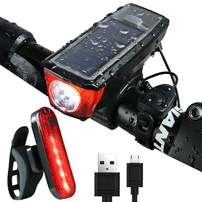 Details about   Solare Ricaricabile USB Bicicletta Accessori Anteriore Luce Set 