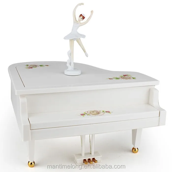 Caixa de música piano branca 12,4 x 11,9 x 14,5 cm mini piano ornamento de  mesa caixas musicais presente para Natal, aniversário, Dia dos Namorados