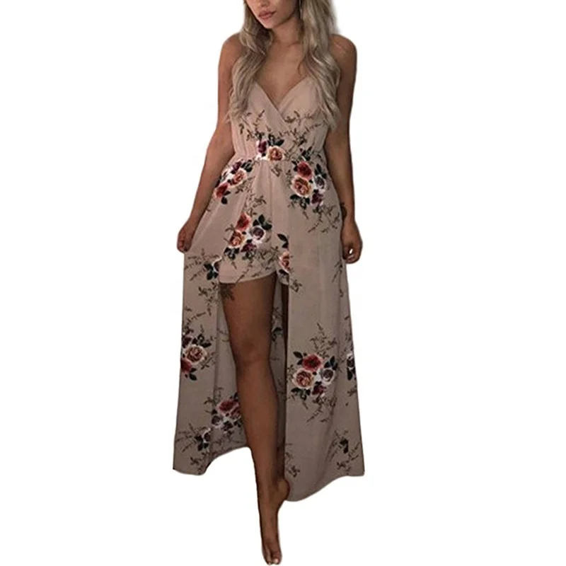 spaghetti strap floral print romper