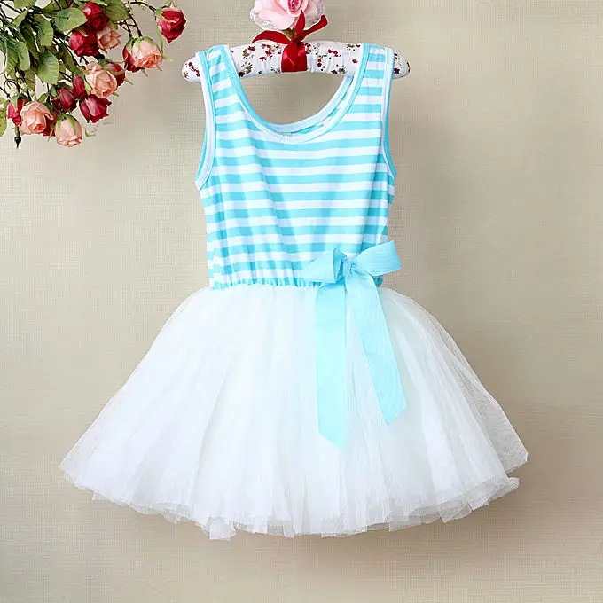 зереные пышные детские платья для девочек с полосами