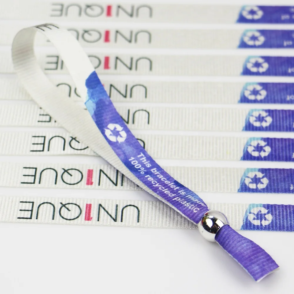 Fast Production Eco Friendly Recycle RPET Wristband with Custom logo Printing Festival Wristbands in RPET Recycled Plastic