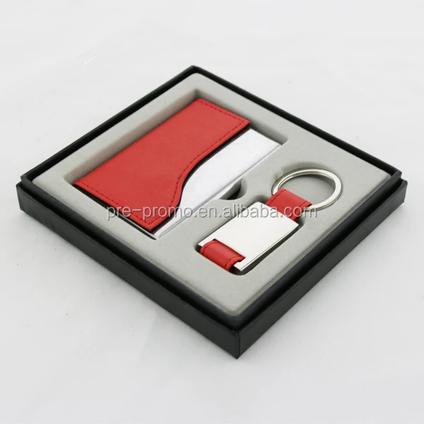 Рекламные имя карты чехол и брелок бизнес подарочный комплект