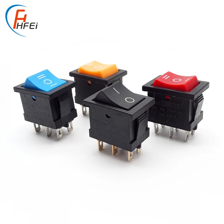 Rocker Switch 6A 250V 2-Pack Black Round Rocker Switches (KCD1) - 6A 250V, With Pin Diagram KCD1 Round Rocker Switch