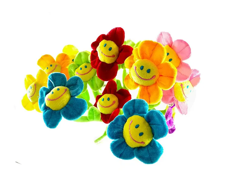 33 cm Colorful Smile Faces Bendable Stems Sunflower Plush Toy