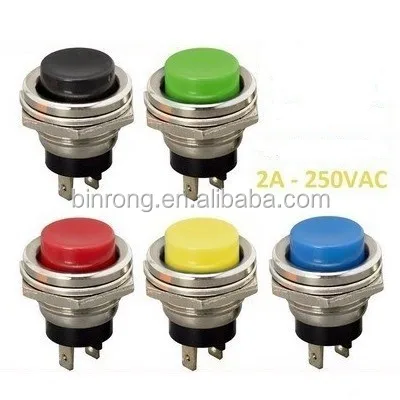 AUTOZOCO Interruttore a pulsante DPST 16A rotondo 25mm LED - 250V a 16A - On/Off - Controller elettrico per veicoli con luce verde