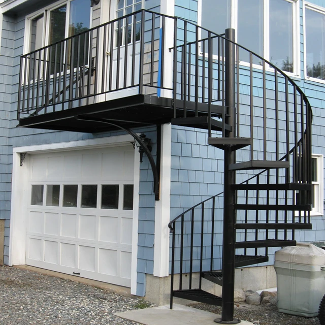 Decorative Exterior Stairs Design Used Prefab Steel Spiral Staircase