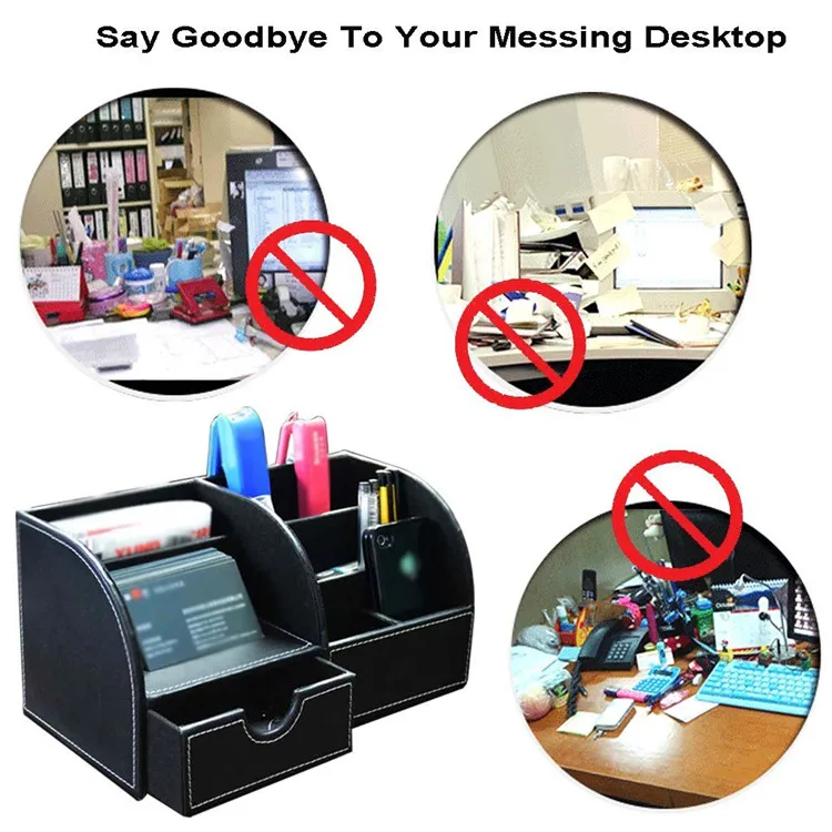 Многофункциональный настольный кожаный Органайзер с 7 отделениями