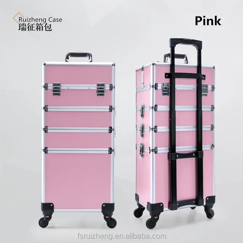 4 in 1 Multifunctional  Trolley Cosmetic Case with Detachable 360 Degree Wheels Rolling Makeup Case