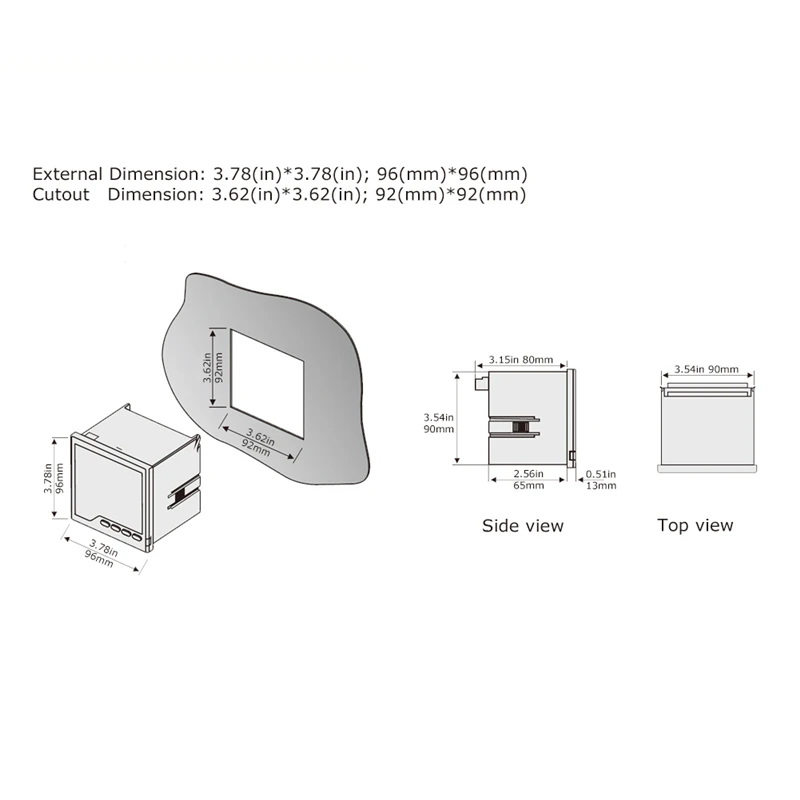 3D3Y Digital Panel Multifunction Meter Current Voltage RS485 Communication Panel Size 96*96mm with LCD for Distribution Box