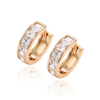 29255 xuping fashion earrings for women, latest design 18k gold plated jewelry, diamond stone gold hoop earring women