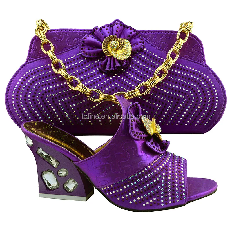 Elegant Women Orange Shoes and Matching Bag Set for Wedding Party