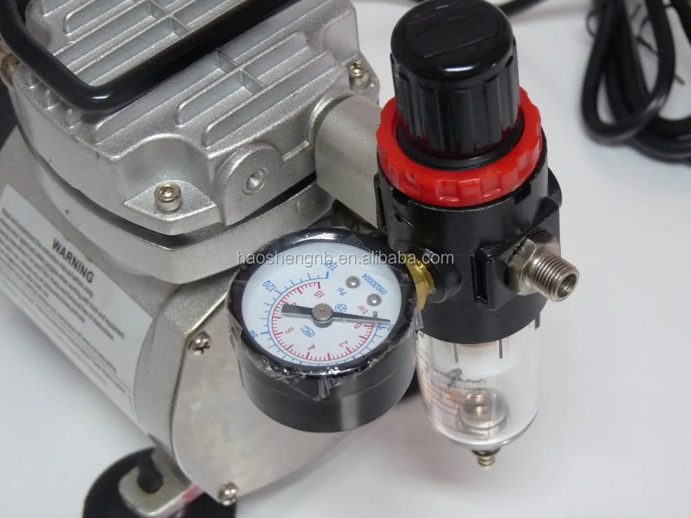 AS19 Portable Air Compressor 2-Head Two Cylinder Airbrush Pump Oil-Free Air Cooled for AC Power Source