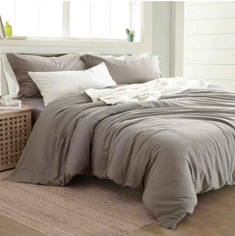 300TC белья комплект хлопкового постельного Твердые смесь пододеяльник простынь и наволочки подушка