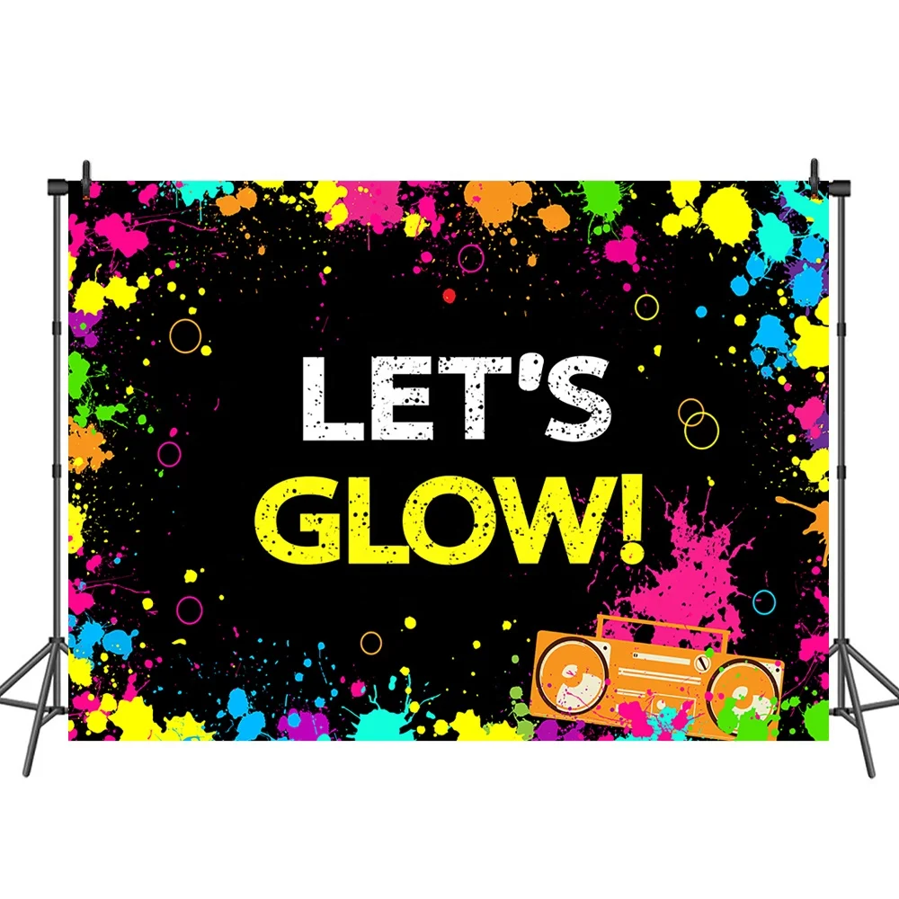 x1.5m H Glow Party Photo Backdrop Spotlight Microphone Photography Background Microfiber Adult Birthday Party Backdrops W Kate 7x5ft/2.2m