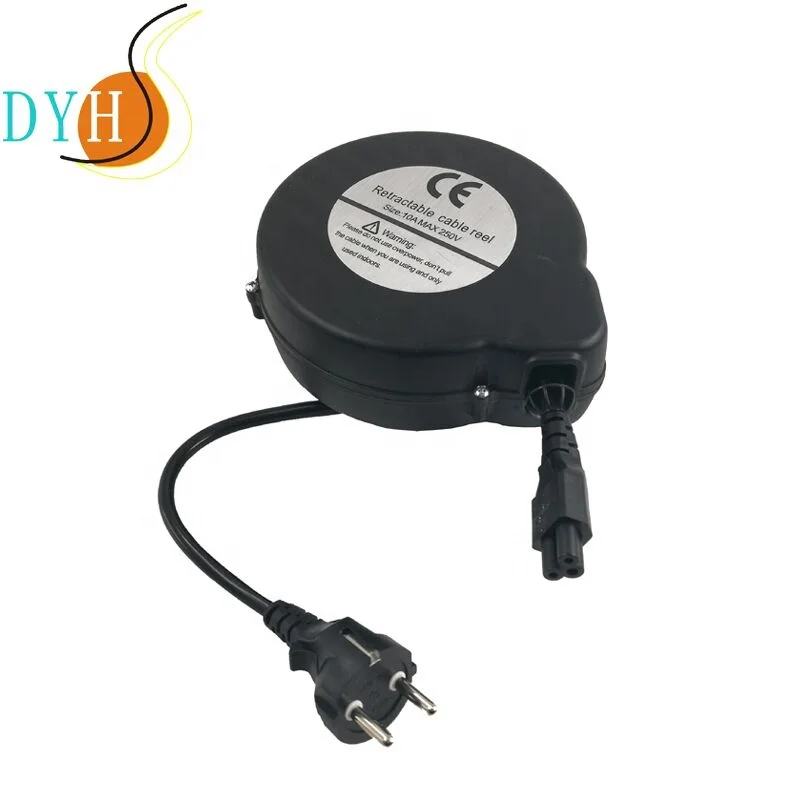 Small 5M AC Power Extension Cord with Roll-up Automatic Cable Reel Convenient Rewinder for Power & Extension Cords