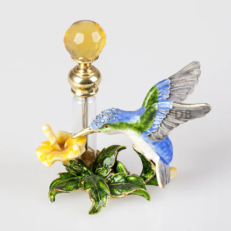 4ml Metal Hummingbird Perfume Bottle with Copper Stainless Bar Glass Refillable Essential 0il Bottle Home Decoration