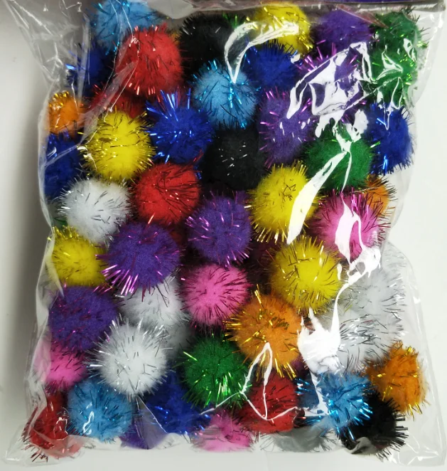 Kids PomPom Craft Pack Mixed 1CM 2CM 3CM 5CM Metallic Colors