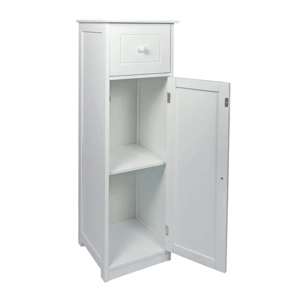 Single Door Drawer Cupboard MDF Small White Wooden Bathroom Storage Cabinet