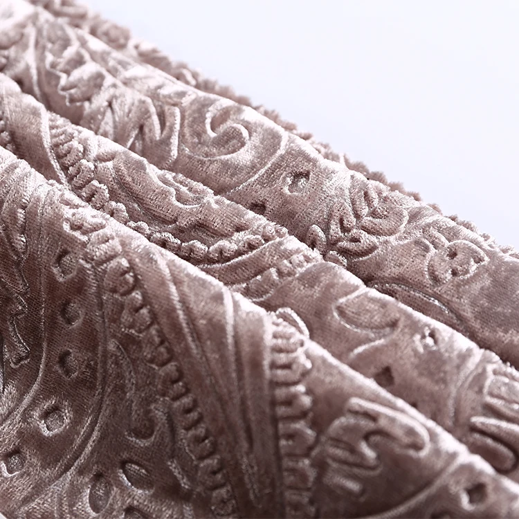 High Quality Embossed Devore Blush Elastic Velvet Fabric