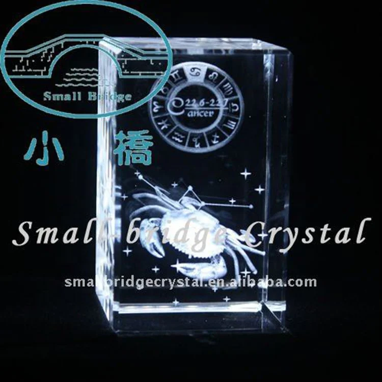 Cristal gravé élégant 3D Laser Cadeau Cristal 3D Laser Cube de verre pour la gravure