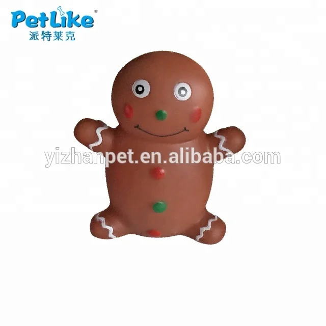 gingerbread man squeaky dog toy