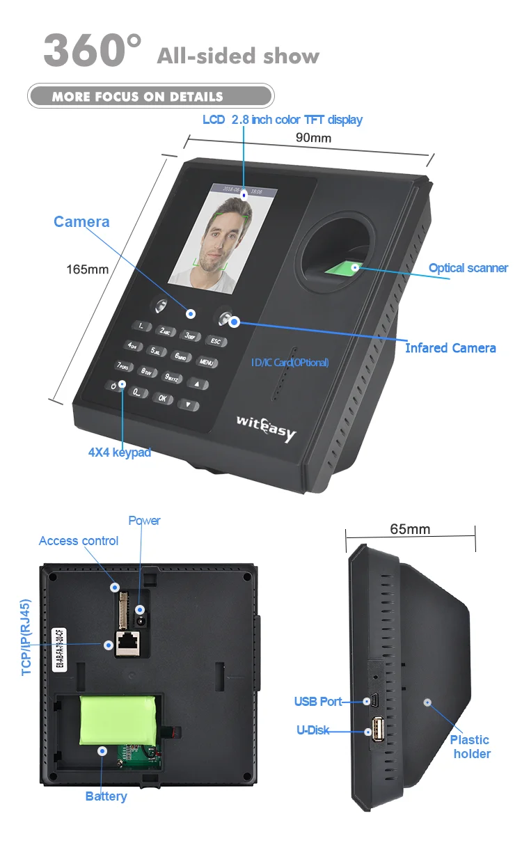 F16 Plus Cloud Based Face Attendance Device Fingerprint Time Attendance ...