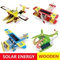 Solar Energy Powered Education Toys little Gift For Children Wooden Airplane 11 Styles for Choice Safety