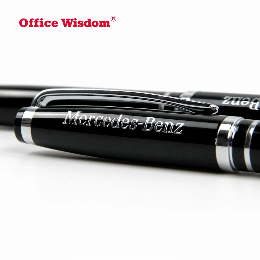 Business Promotion Gift High End Classic Black Metal Roller Ball Pen with  Silm Gel Rolling Ball Refill Waterproof Ink Fine Tip