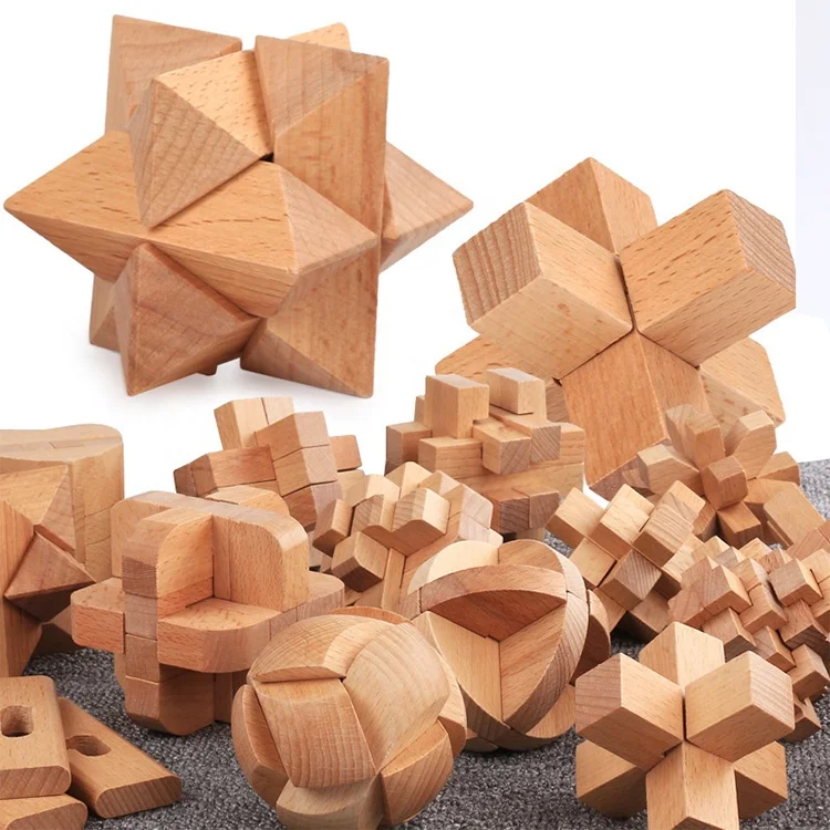 4.5cm*4.5cm*4.5cm Bamboo Wood Blocks Kid's Educational Toy Children Assembly Toy Custom 3DModel Puzzle