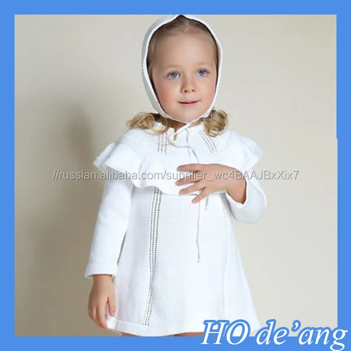 
 HOGIFT 2016 весна свитер платье, вязать детские девушки вязать платье ребенок с капюшоном платье  