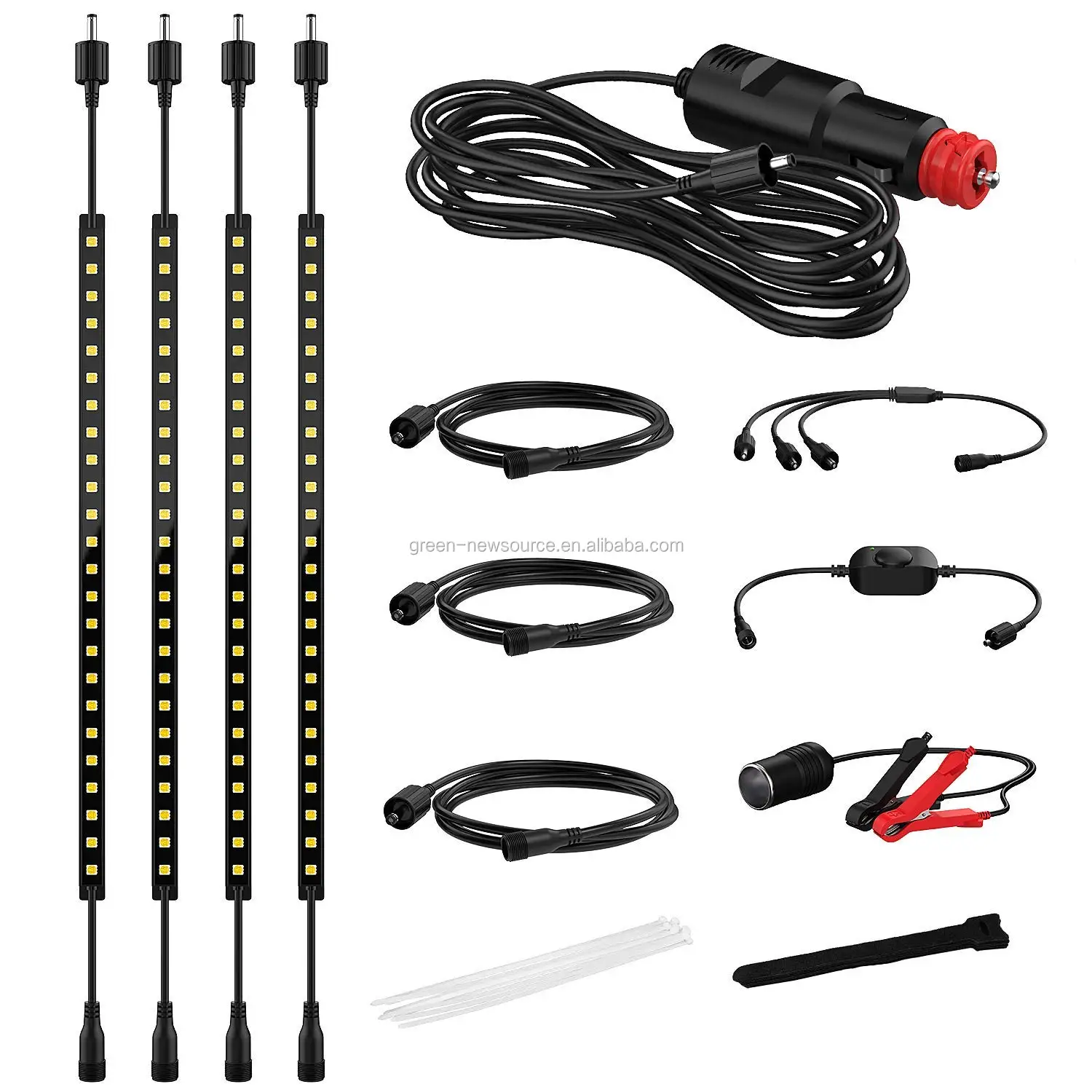 Outdoor Camping Led Strip Light 12v Waterproof Hook And Loop Straps Installation 4x50cm Dimmable