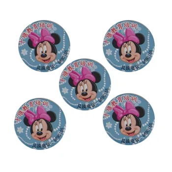 Custom Mickey Cartoon Design Round Shape Sublimation Safe Button On Tin Plate Badges