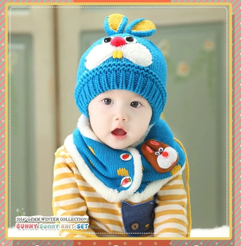 GZMM Baby Winter Hat Scarf Set, Unisex Infant Toddler Kids Hat Scarf