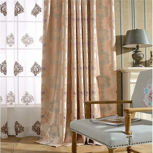 Guangzhou Living Room Wave Curtain New Model Ready-Made Design Vintage Pattern Woven Opening and Closing Curtains