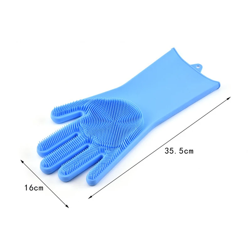 Силиконовые перчатки для мытья посуды многоразовая щетка с пятью