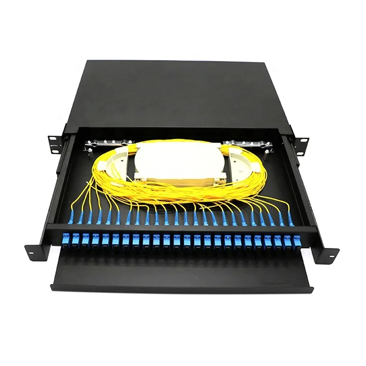 48 Port Fixed Type ODF Fiber Optical Distribution Frame Rack Mounted Patch Panel with Pigtails and Adapters