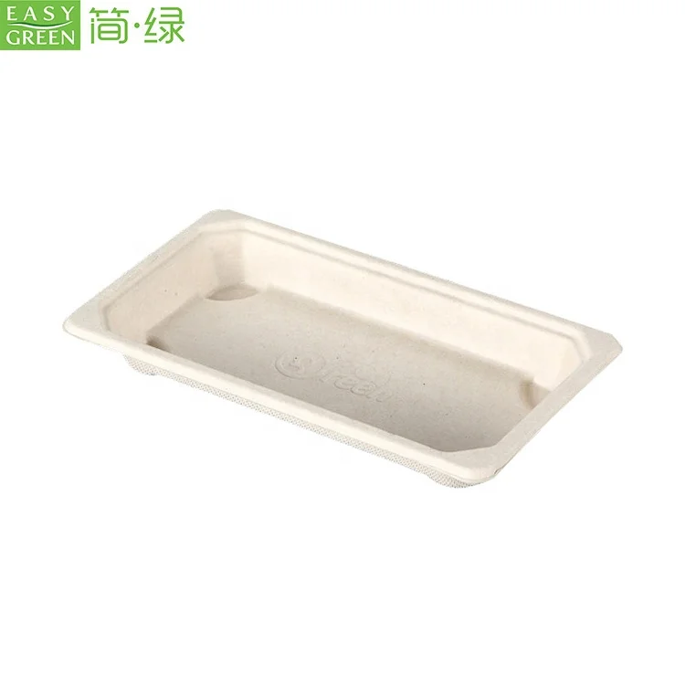 
Easy Green Disposable Small Natural Biodegradable Sushi Paper Sugar Cane Pulp Container Tray 