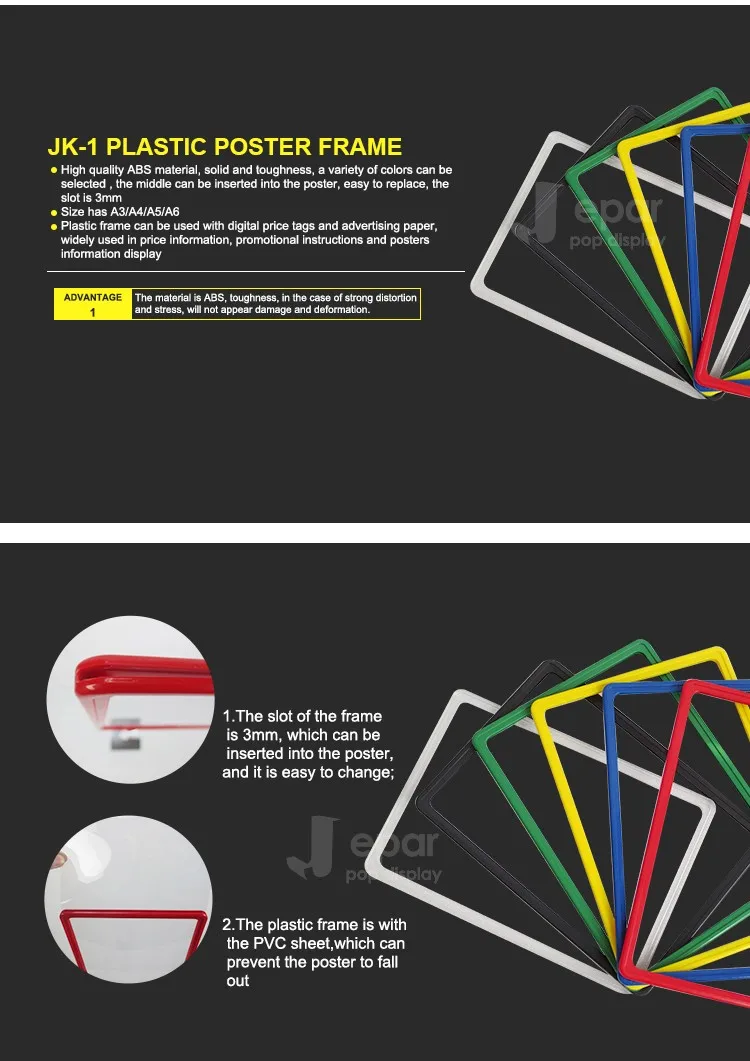 Free Sample Supermarket A2/a3/a4/a5/a6 Plastic Poster Frame For