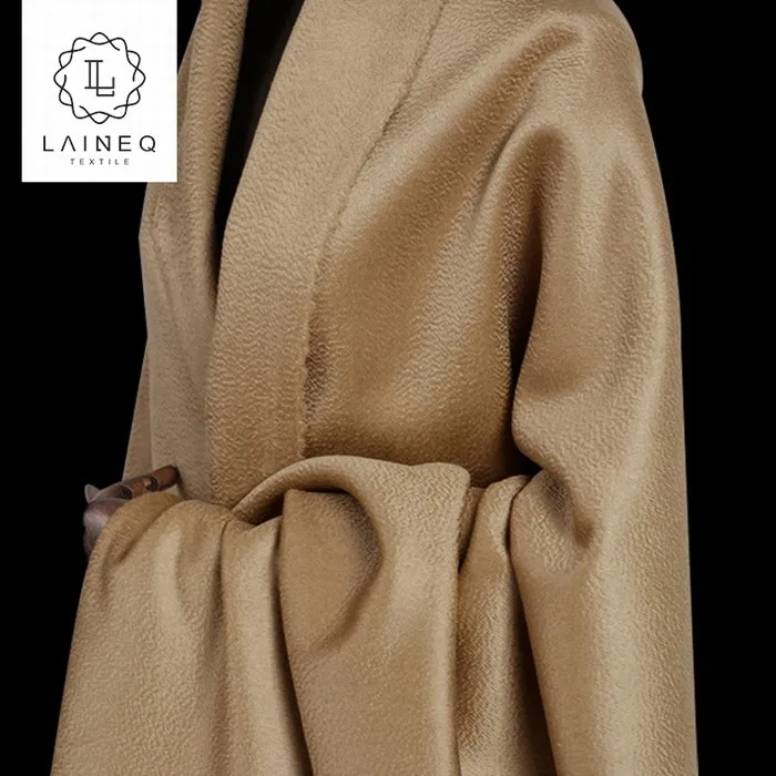 Fancy Design Winter Coat Merino Wool Cashmere Knit Crepe Surah Fabric