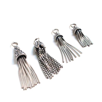 Wholesale 925 Sterling Silver Antique Tassels with Box Chains Jewelry Findings & Components for Making Accessories