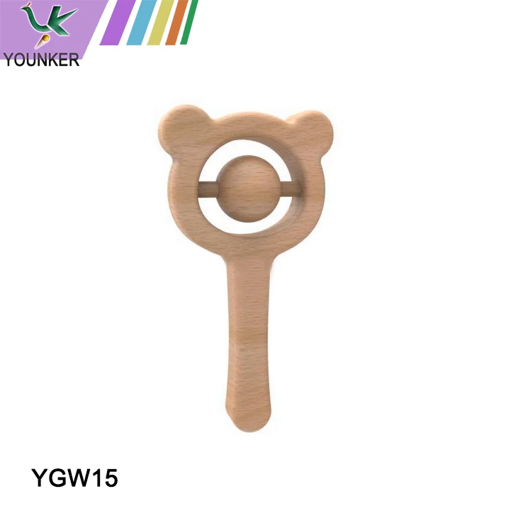 Экологичная деревянная детская игрушка-погремушка в милой форме