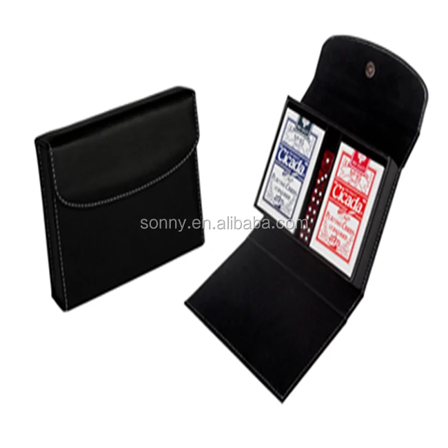 
 Кожаный чехол для игры в покер для 1 колоды игральных карт  