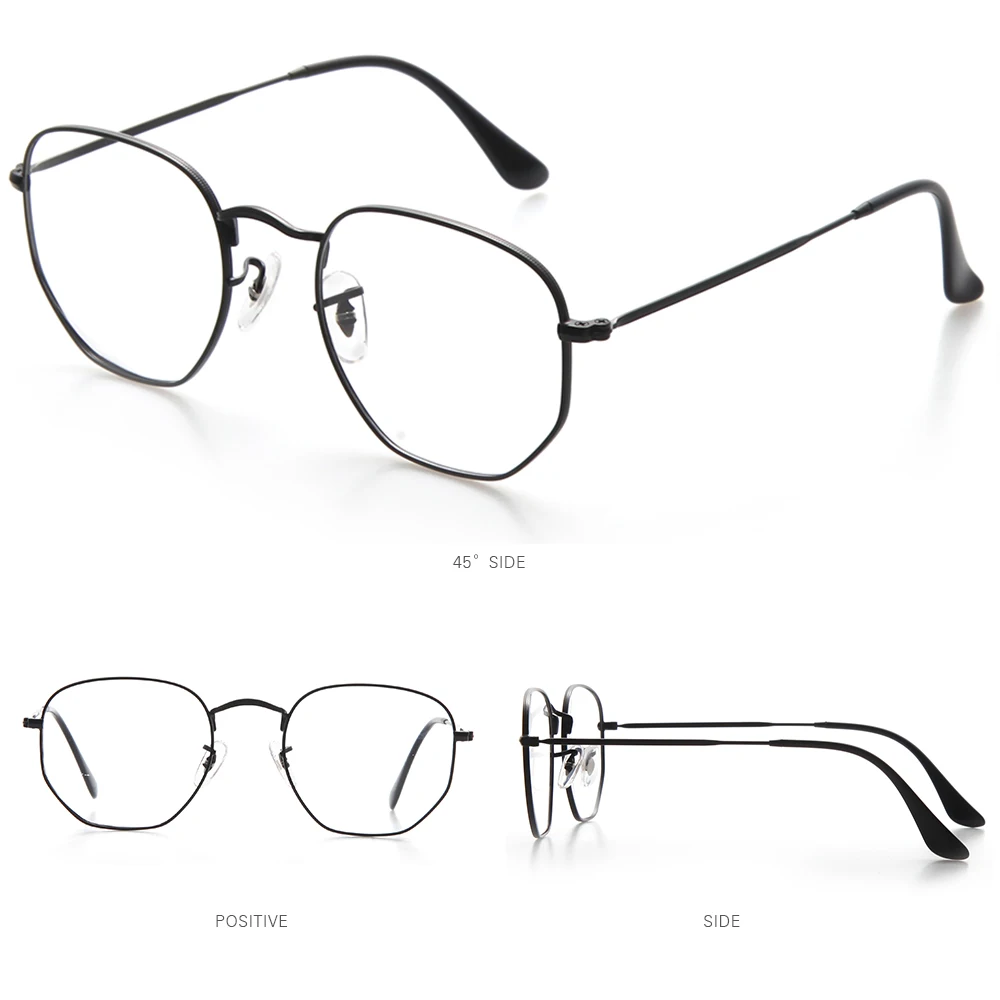 Fashion Irregular Spectacle Eyewear Factory Supply Hexagon Metal Optical Frame With Magnetic Polarized Clip on Sunglasses