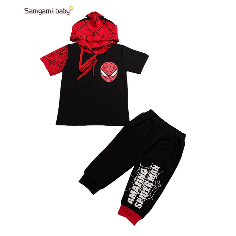 2016 new Comic Classic Spiderman Child Costume boys clothing sets kids short sleeve t shirt short