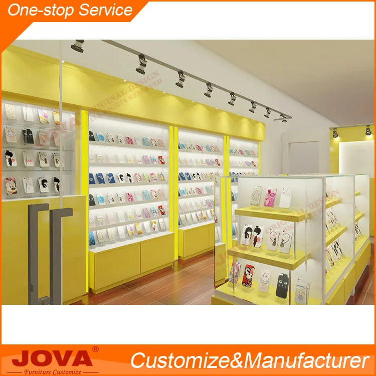 Modern Custom Retail Mobile Phone Shop Interior Design and Decoration with Glass Store Mobile Phone Display showcase