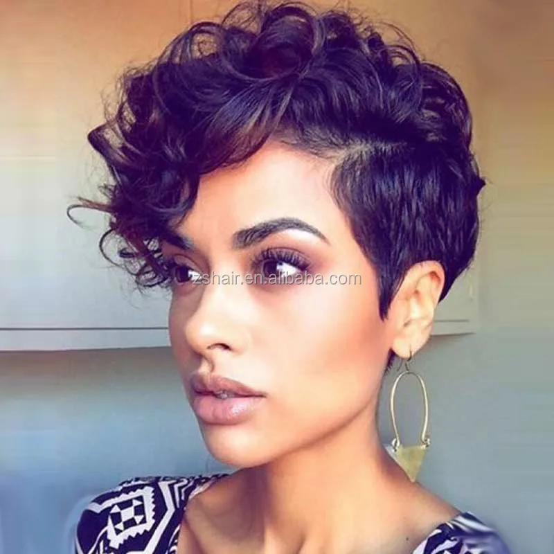 Factory Price Cool Ultra Short Black Curly Boy Cut Natural Layered Puff  Women Wig 100% High Temperature Fiber - Buy Synthetic Curly Wig,High  Temperature Synthetic Fiber Wigs,Ultra Short Wig Product on 