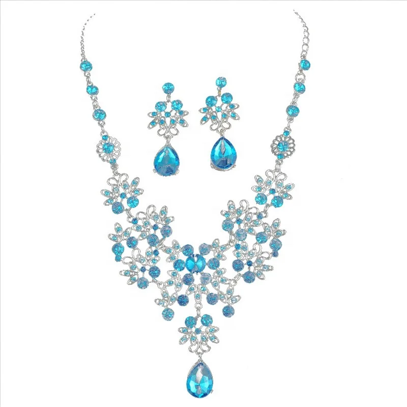 Korean Beautiful Ruby Diamond Newest Bridal Jewelry Set Red