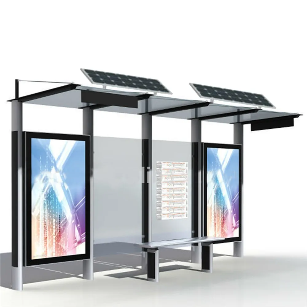Modern Stainless Steel Solar Smart Bus Stop Shelter for Sale